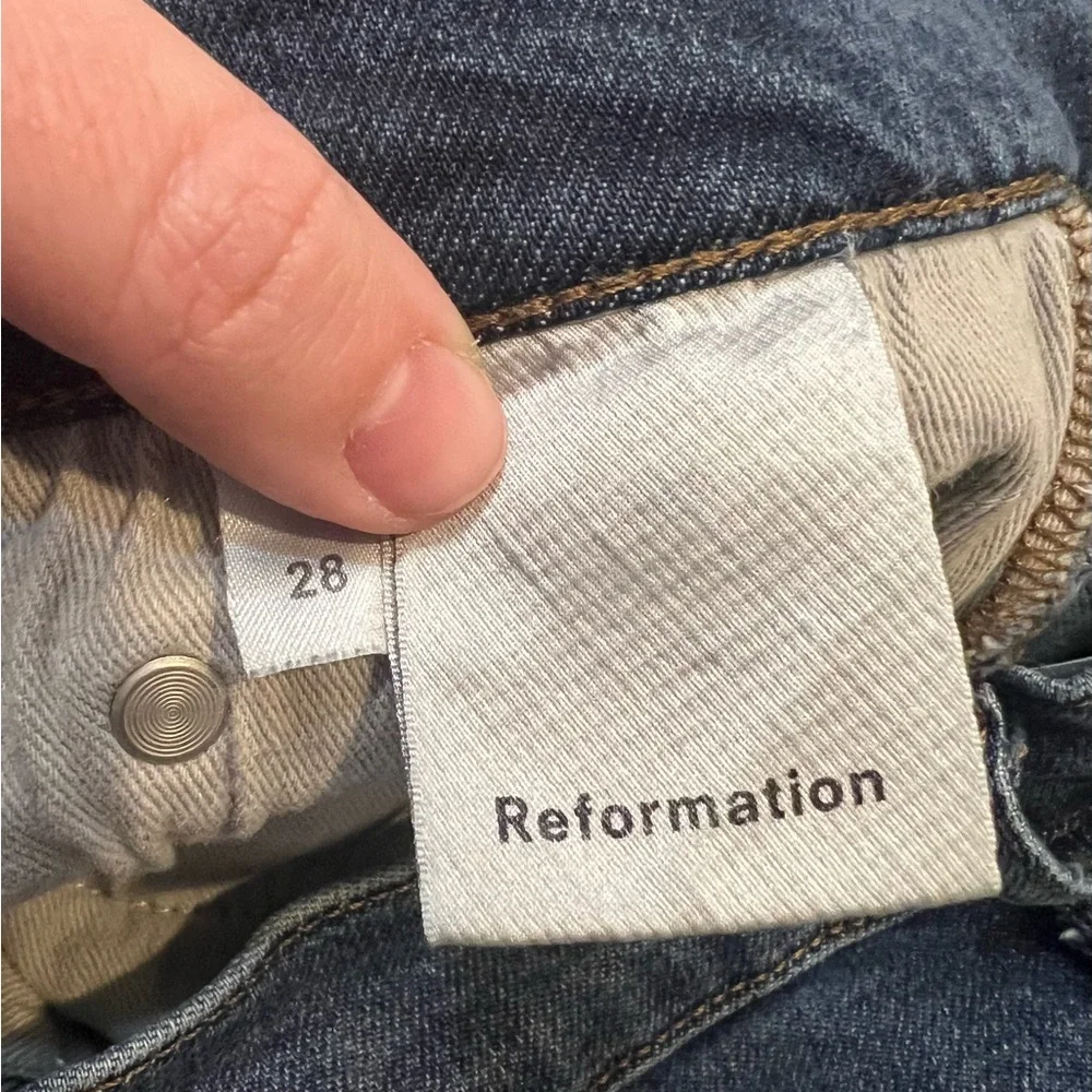 Reformation Jeans Raw Edge Hem Havana High & Skinny Medium Wash 28 Distressed - Picture 5 of 6